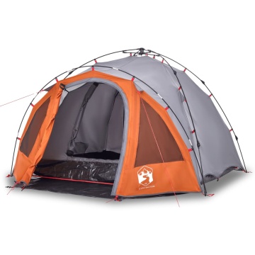 Cort camping cupolă 3 persoane, gri/portocaliu, setare rapidă - Img 2