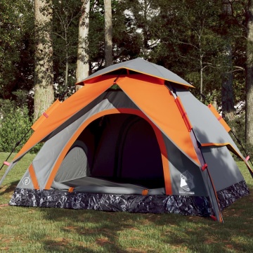 Cort camping cupolă 4 persoane, gri/portocaliu, setare rapidă - Img 1