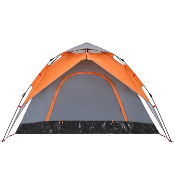 Cort camping cupolă 5 persoane, gri/portocaliu, setare rapidă - Img 3