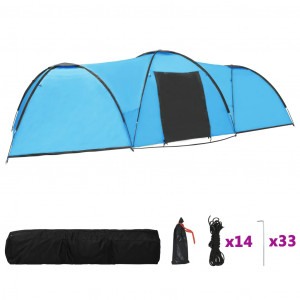 Cort camping tip iglu, 8 persoane, albastru, 650x240x190 cm - Img 3