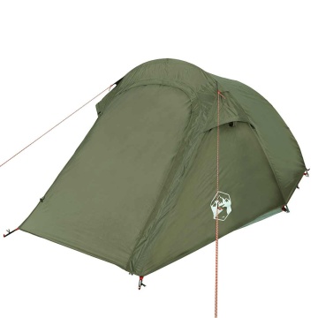 Cort camping tunel pentru 2 persoane verde măsliniu impermeabil - Img 8
