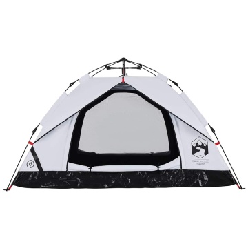 Cort de camping 3 persoane, alb opac, setare rapidă, țesătură - Img 6