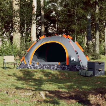 Cort de camping, 3 persoane, gri/portocaliu, setare rapidă - Img 3
