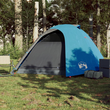 Cort de camping 4 persoane albastru, 267x272x145 cm, tafta 185T - Img 3