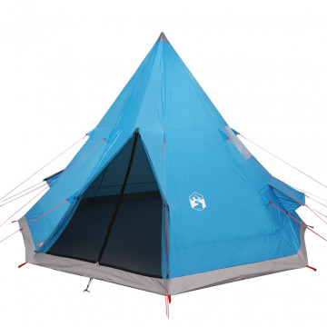 Cort de camping 4 persoane albastru, 367x367x259 cm, tafta 185T - Img 4