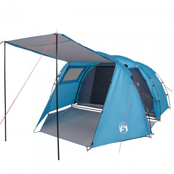 Cort de camping 4 persoane albastru, 420x260x153 cm, tafta 185T - Img 4