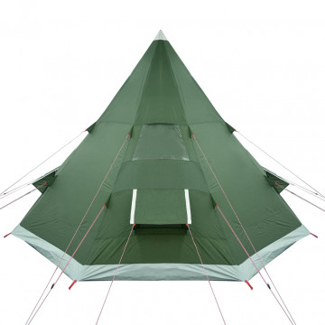 Cort de camping 4 persoane, verde, 367x367x259 cm, tafta 185T - Img 5