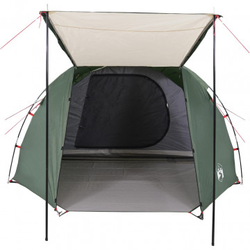 Cort de camping 4 persoane, verde, 420x260x153 cm, tafta 185T - Img 6