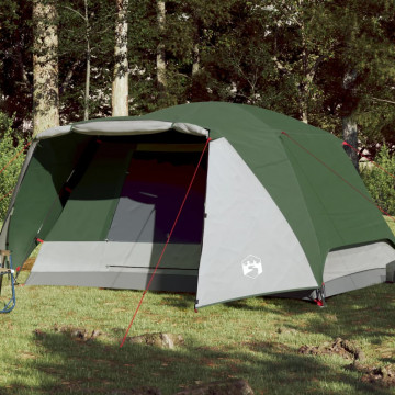 Cort de camping 6 persoane verde, 412x370x190 cm, tafta 190T - Img 1