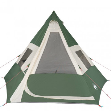 Cort de camping 7 persoane, verde, 350x350x280 cm, tafta 185T - Img 6