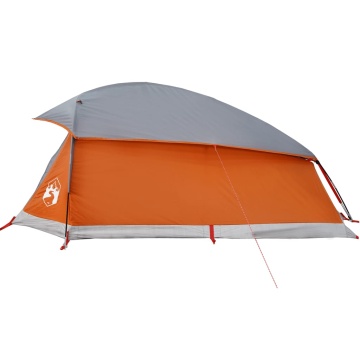 Cort de camping pentru 1 persoană, gri/portocaliu, impermeabil - Img 7