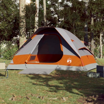 Cort de camping pentru 4 persoane, gri/portocaliu, impermeabil - Img 3