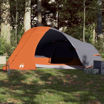 Cort de camping pentru 4 persoane, gri/portocaliu, impermeabil - Img 1