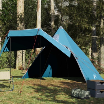 Cort de camping tipi pentru 5 persoane, albastru, impermeabil - Img 1