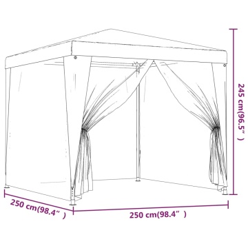 Cort de petrecere, 4 pereți de plasă, albastru, 2,5x2,5 m, HDPE - Img 6
