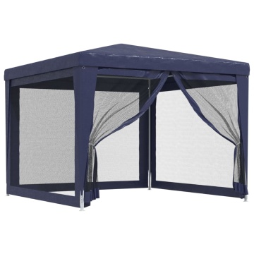 Cort de petrecere cu 4 pereți din plasă, albastru, 3x3 m, HDPE - Img 2