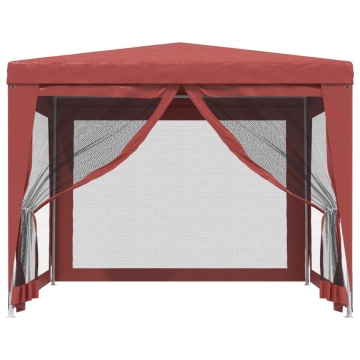 Cort de petrecere cu 4 pereți din plasă, roșu, 3x3 m, HDPE - Img 3