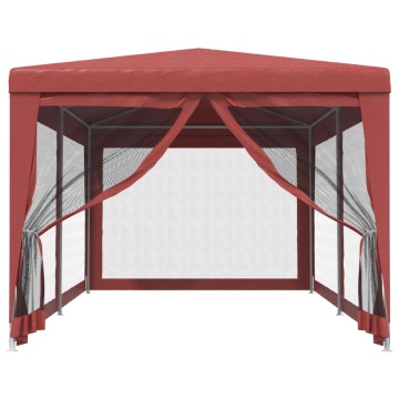 Cort de petrecere cu 6 pereți din plasă, roșu, 3x6 m, HDPE - Img 3