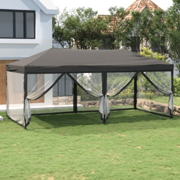 Cort pliabil pentru petrecere, pereți laterali, antracit, 3x6 m - Img 1