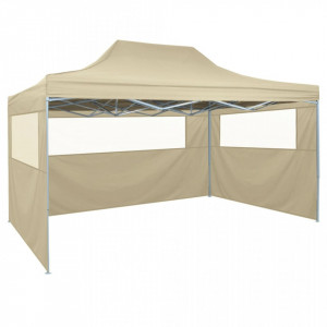 Cort pliabil Pop-Up cu 4 pereți laterali 3x4,5 m alb crem - Img 3