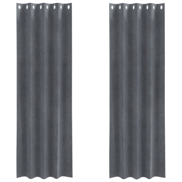 Cortine blackout cu eyelets 2 buc Super Gri deschis Catifea - Img 2