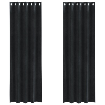 Cortine Blackout cu inele 2 pcs Catifea Neagră - Img 2