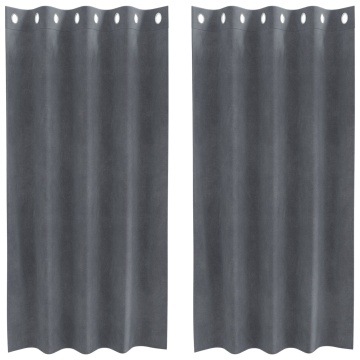 Cortine blackout cu ochiuri 2 pcs Gri foarte deschis din catifea - Img 2