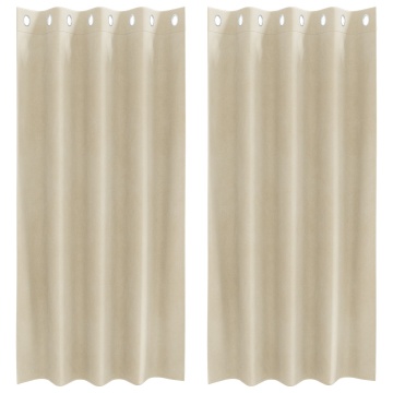 Cortine opace cu ochete 2 pcs Crem Catifea - Img 2