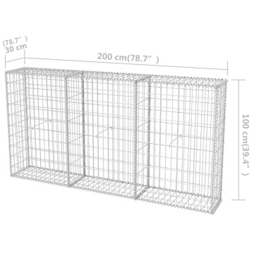 Coș gabion, 200 x 30 x 100 cm, oțel galvanizat - Img 6