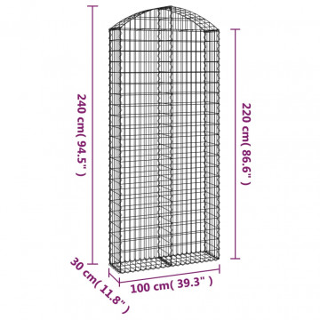 Coș gabion arcuit, 100x30x220/240 cm, fier galvanizat - Img 5