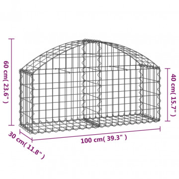Coș gabion arcuit, 100x30x40/60 cm, fier galvanizat - Img 5