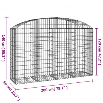 Coș gabion arcuit 200x50x120/140 cm fier galvanizat - Img 5