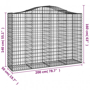 Coș gabion arcuit, 200x50x140/160 cm, fier galvanizat - Img 5