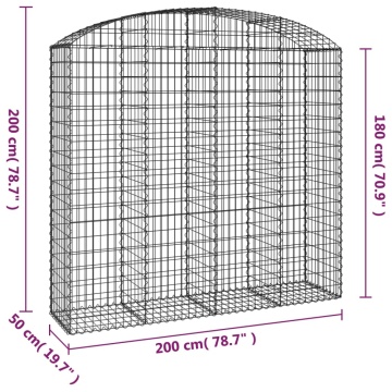 Coș gabion arcuit, 200x50x180/200 cm, fier galvanizat - Img 5