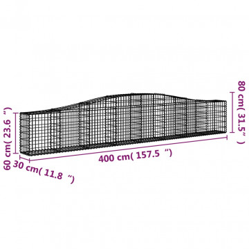 Coș gabion arcuit 400x30x60/80 cm fier galvanizat - Img 5