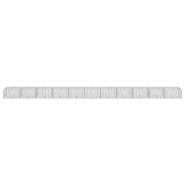 Coș gabion cu capac, 1100x100x50 cm, fier galvanizat - Img 3