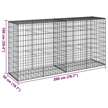 Coș gabion cu capac, 200x50x100 cm, fier galvanizat - Img 6