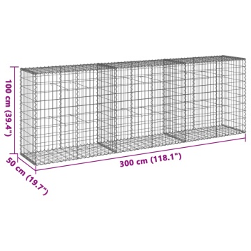 Coș gabion cu capac, 300x50x100 cm, fier galvanizat - Img 6