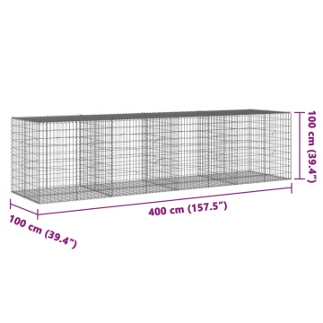 Coș gabion cu capac, 400x100x100 cm, fier galvanizat - Img 6