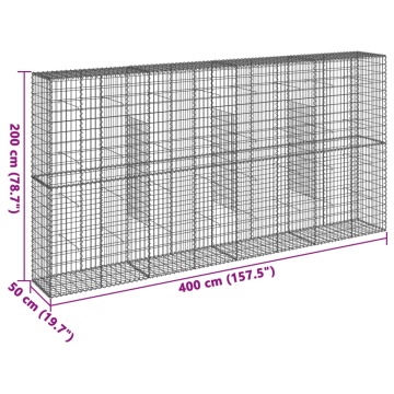 Coș gabion cu capac, 400x50x200 cm, fier galvanizat - Img 6