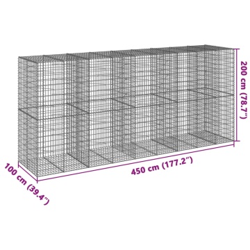 Coș gabion cu capac, 450x100x200 cm, fier galvanizat - Img 6