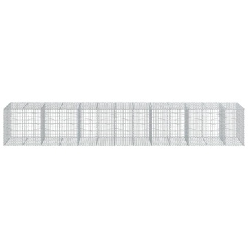 Coș gabion cu capac, 650x100x100 cm, fier galvanizat - Img 3