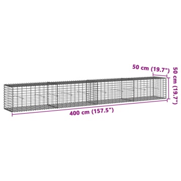 Coș gabion cu capac, argintiu, 400x50x50 cm, fier galvanizat - Img 6