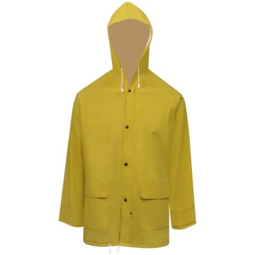 Costum de ploaie impermeabil cu glugă, XL, galben, 2 piese - Img 3