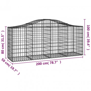 Coșuri gabion arcuite 2 buc, 200x50x80/100 cm, fier galvanizat - Img 5