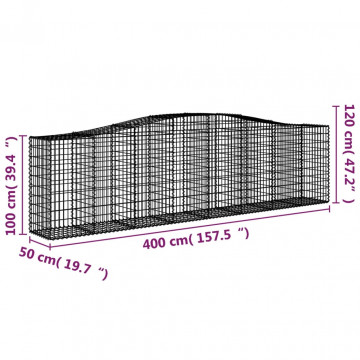 Coșuri gabion arcuite 2 buc, 400x50x100/120 cm fier galvanizat - Img 5