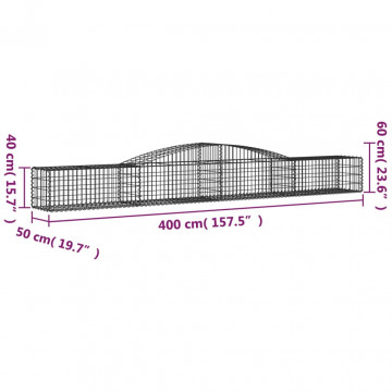 Coșuri gabion arcuite 3 buc, 400x50x40/60 cm, fier galvanizat - Img 5