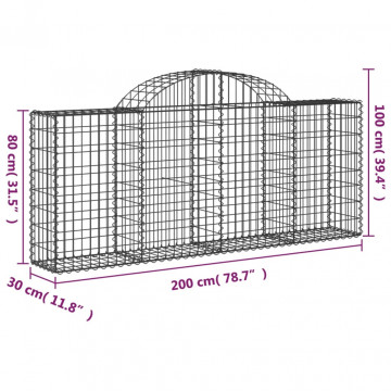 Coșuri gabion arcuite 5 buc, 200x30x80/100cm, fier galvanizat - Img 5