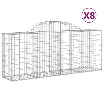 Coșuri gabion arcuite 8 buc, 200x50x80/100 cm, fier galvanizat - Img 2