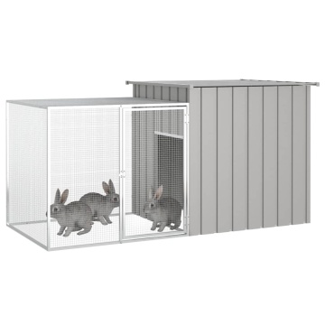 Coteț pentru iepuri, gri, 200x91x100 cm, oțel galvanizat - Img 2